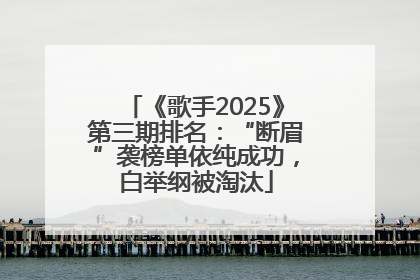 《歌手2025》第三期排名：“断眉”袭榜单依纯成功，白举纲被淘汰