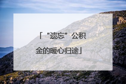 “遗忘”公积金的暖心归途