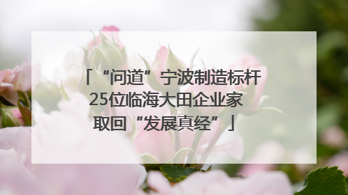 “问道”宁波制造标杆 25位临海大田企业家取回“发展真经”