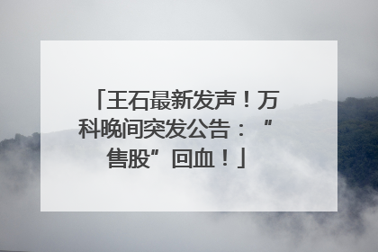 王石最新发声！万科晚间突发公告：“售股”回血！