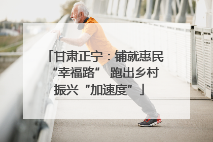 甘肃正宁：铺就惠民“幸福路” 跑出乡村振兴“加速度”