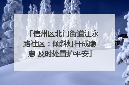 信州区北门街道江永路社区：倾斜灯杆成隐患 及时处置护平安