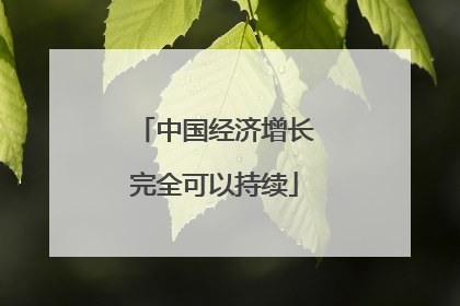 中国经济增长完全可以持续
