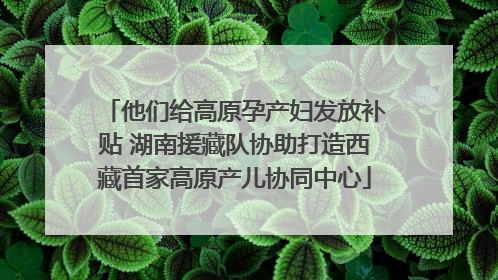 他们给高原孕产妇发放补贴 湖南援藏队协助打造西藏首家高原产儿协同中心
