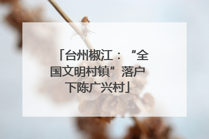 台州椒江：“全国文明村镇”落户下陈广兴村