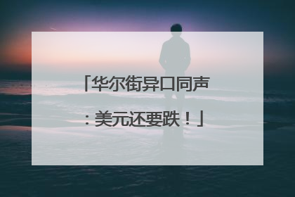 华尔街异口同声：美元还要跌！