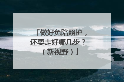 做好免陪照护，还要走好哪几步？（新视野）
