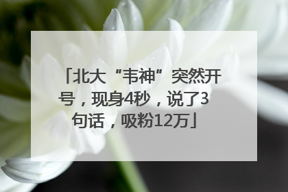 北大“韦神”突然开号，现身4秒，说了3句话，吸粉12万