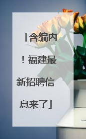 含编内！福建最新招聘信息来了