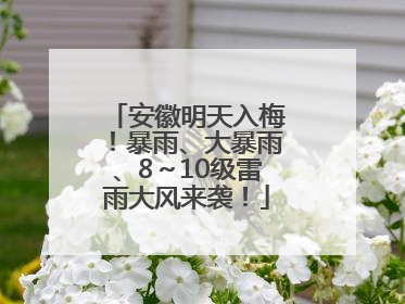 安徽明天入梅！暴雨、大暴雨、8～10级雷雨大风来袭！