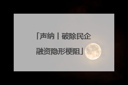 声纳丨破除民企融资隐形梗阻