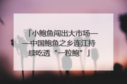 小鲍鱼闯出大市场——中国鲍鱼之乡连江持续吃透“一粒鲍”