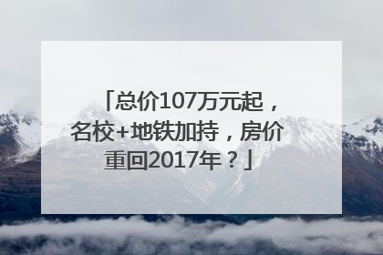 总价107万元起，名校+地铁加持，房价重回2017年？