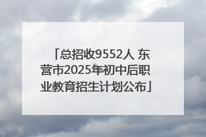 总招收9552人 东营市2025年初中后职业教育招生计划公布