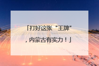 打好这张“王牌”，内蒙古有实力！