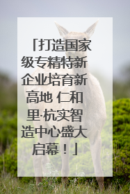 打造国家级专精特新企业培育新高地 仁和里·杭实智造中心盛大启幕！