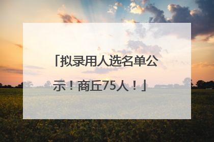 拟录用人选名单公示！商丘75人！