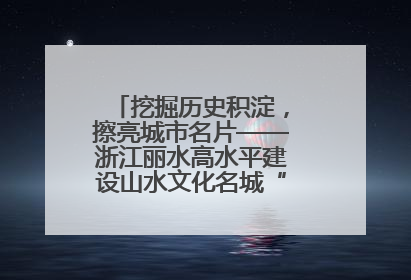 挖掘历史积淀，擦亮城市名片——浙江丽水高水平建设山水文化名城“闯出”创新之路