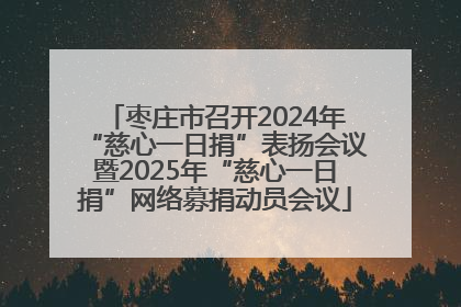 枣庄市召开2024年“慈心一日捐”表扬会议暨2025年“慈心一日捐”网络募捐动员会议