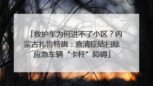 救护车为何进不了小区？内蒙古扎鲁特旗：查清症结扫除应急车辆“卡杆”障碍