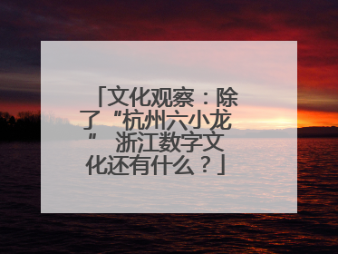 文化观察：除了“杭州六小龙” 浙江数字文化还有什么？