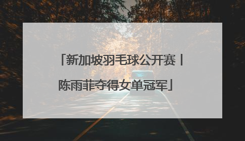 新加坡羽毛球公开赛丨陈雨菲夺得女单冠军