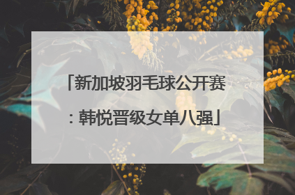 新加坡羽毛球公开赛：韩悦晋级女单八强