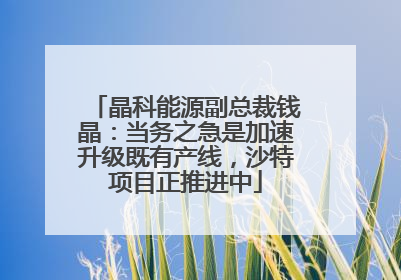 晶科能源副总裁钱晶：当务之急是加速升级既有产线，沙特项目正推进中