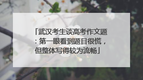 武汉考生谈高考作文题：第一眼看到题目很慌，但整体写得较为流畅