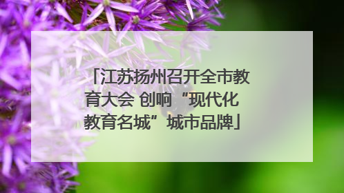 江苏扬州召开全市教育大会 创响“现代化教育名城”城市品牌