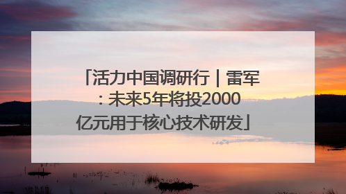 活力中国调研行｜雷军：未来5年将投2000亿元用于核心技术研发