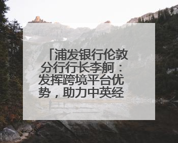 浦发银行伦敦分行行长李舸：发挥跨境平台优势，助力中英经贸合作