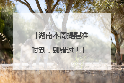 湖南本周提醒准时到，别错过！