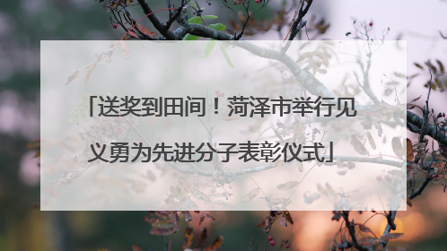 送奖到田间！菏泽市举行见义勇为先进分子表彰仪式