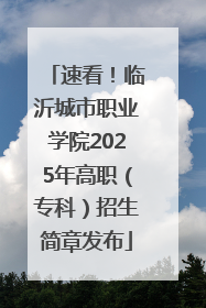 速看！临沂城市职业学院2025年高职（专科）招生简章发布