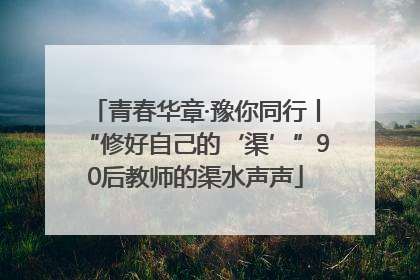 青春华章·豫你同行丨“修好自己的‘渠’”90后教师的渠水声声