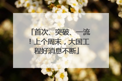 首次、突破、一流！上个周末，大国工程好消息不断