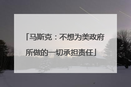 马斯克：不想为美政府所做的一切承担责任