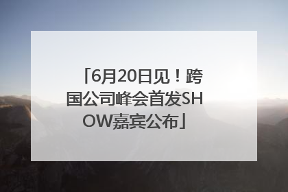 6月20日见！跨国公司峰会首发SHOW嘉宾公布